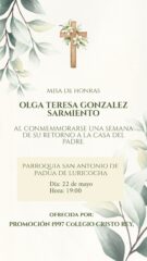 Misa de Honras: Dra. Olga Teresa González Sarmiento